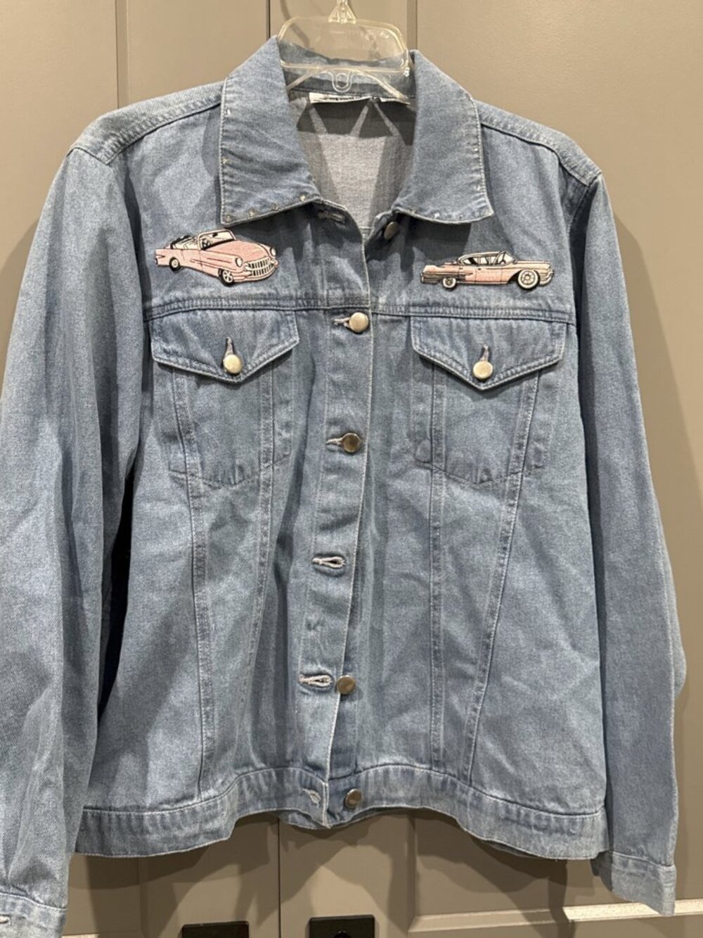 VTG Gepetto Jackets Of Distinction Jean Jacket L Pink Classic Cars & Jukebox